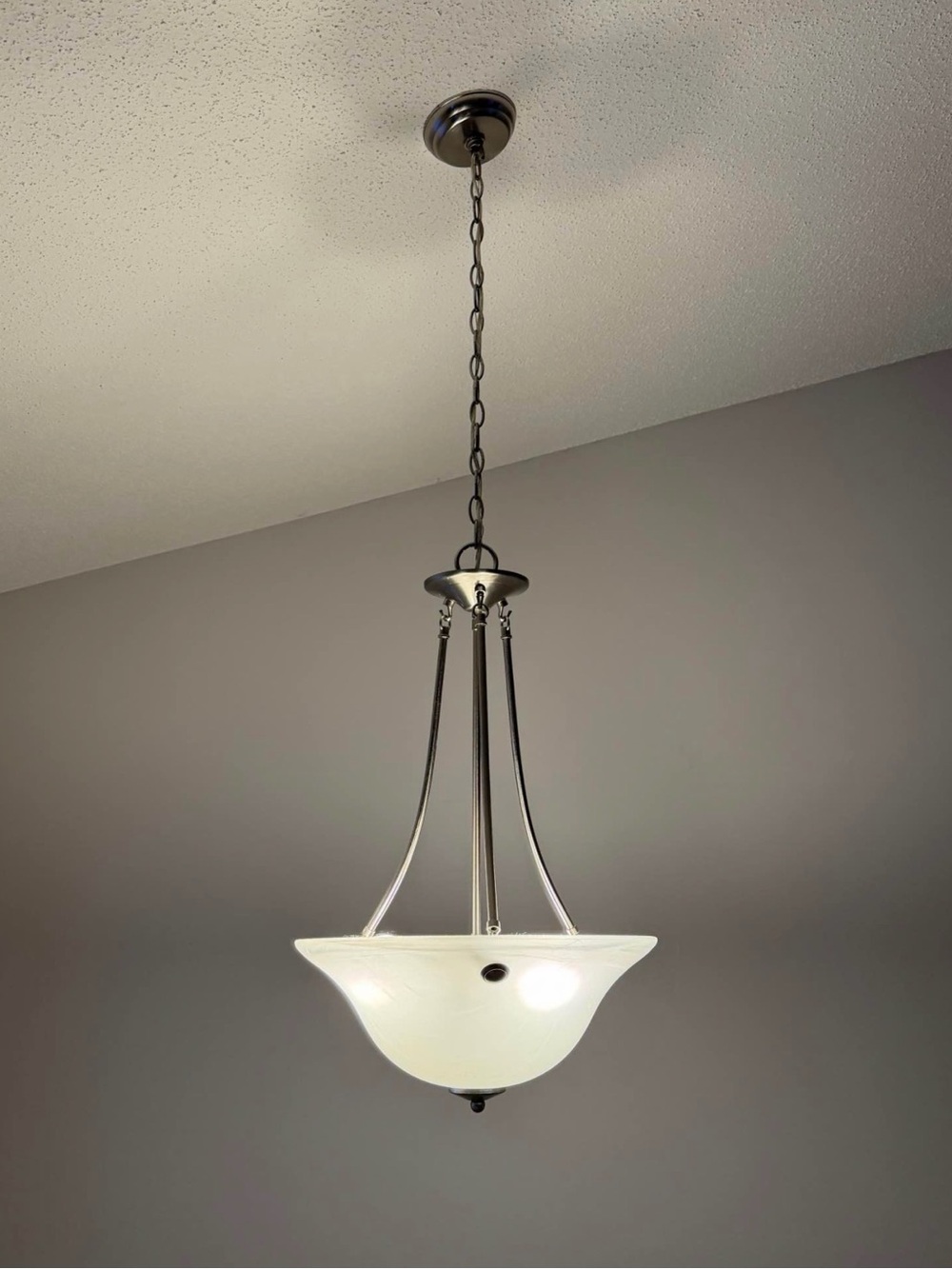 Brushed Nickel White Glass Pendant Chandelier - Modern Home Accent